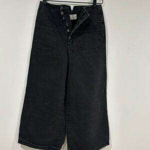 Free People Wide Leg Black Washed Jeans